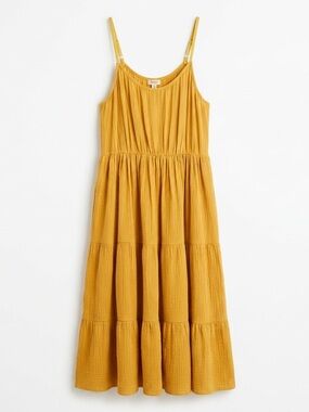 Magaschoni Organic Cotton Gauze Tiered Dress Yellow